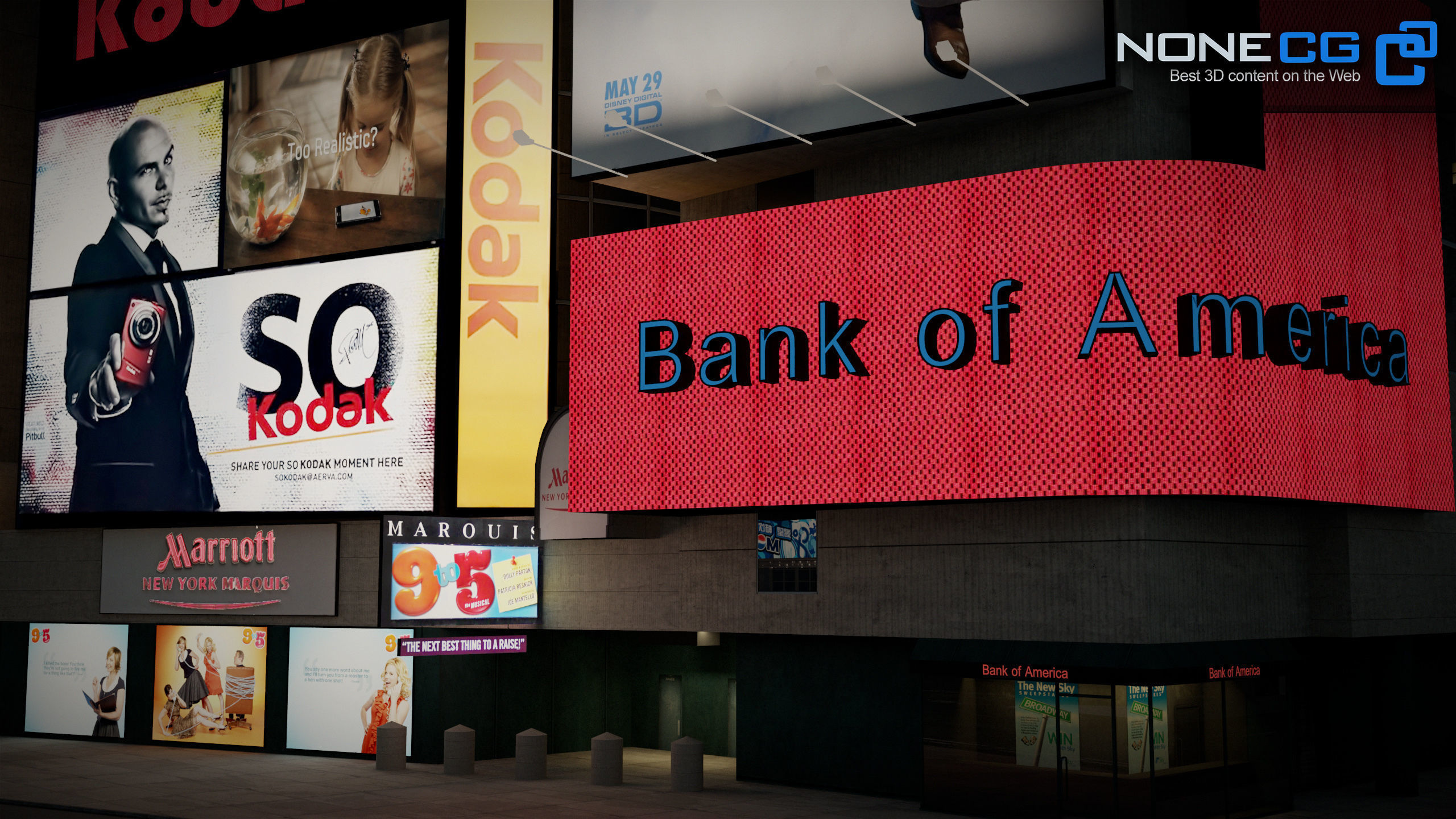 NYC Building Marriott Marquis Low-poly 3D model_19