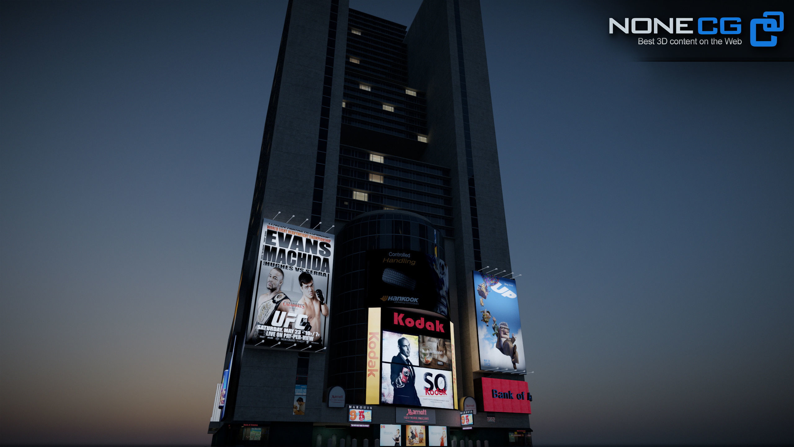 NYC Building Marriott Marquis Low-poly 3D model_29