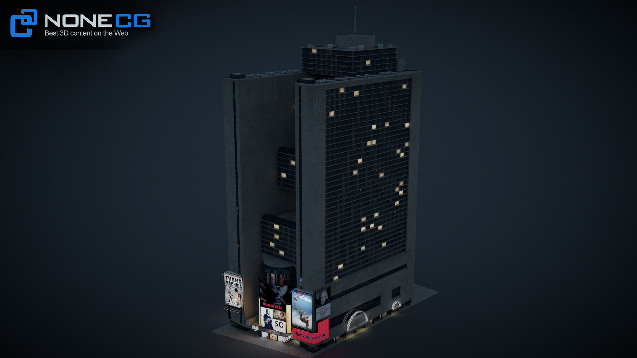 NYC Building Marriott Marquis Low-poly 3D model_11