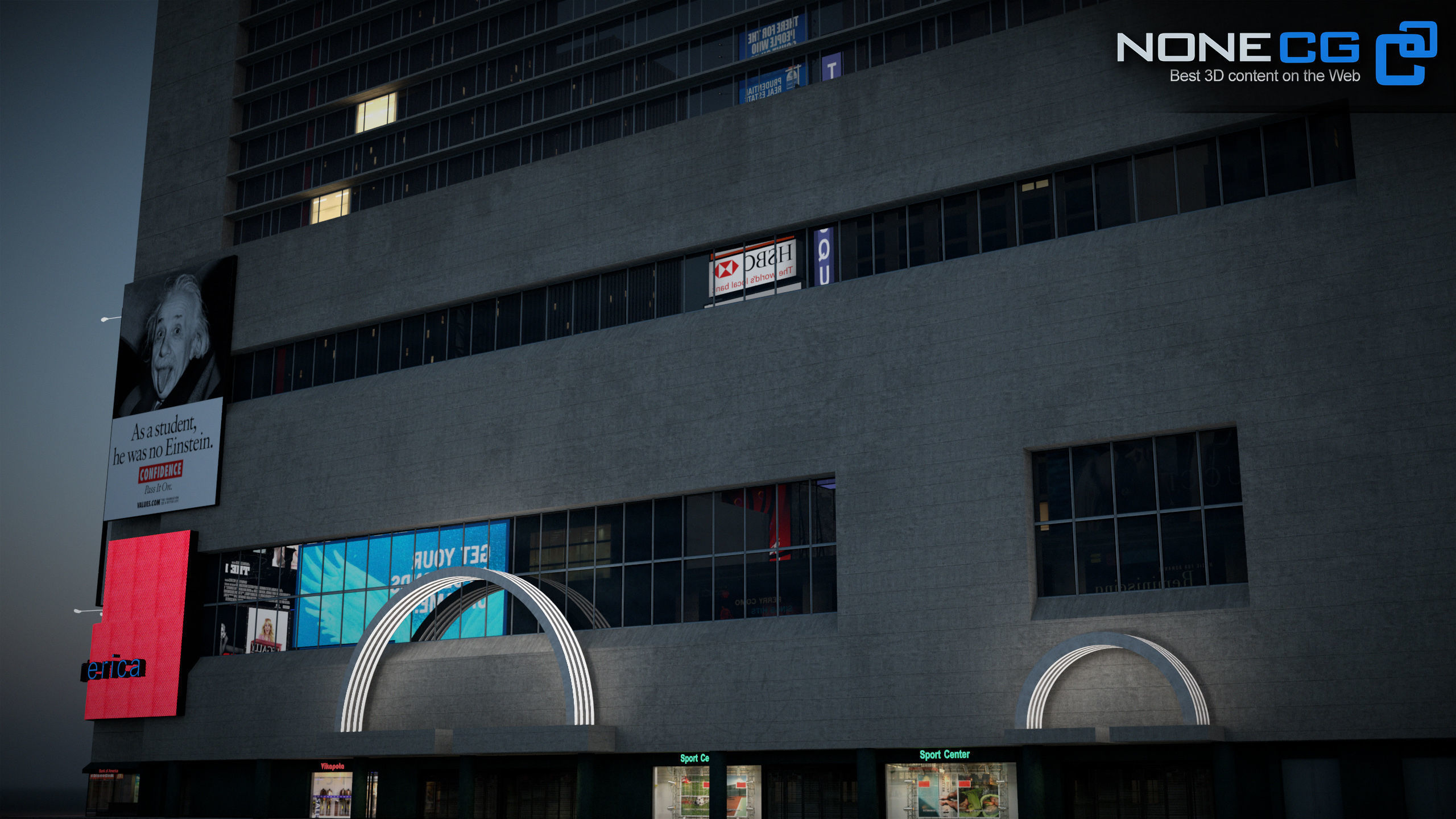 NYC Building Marriott Marquis Low-poly 3D model_7
