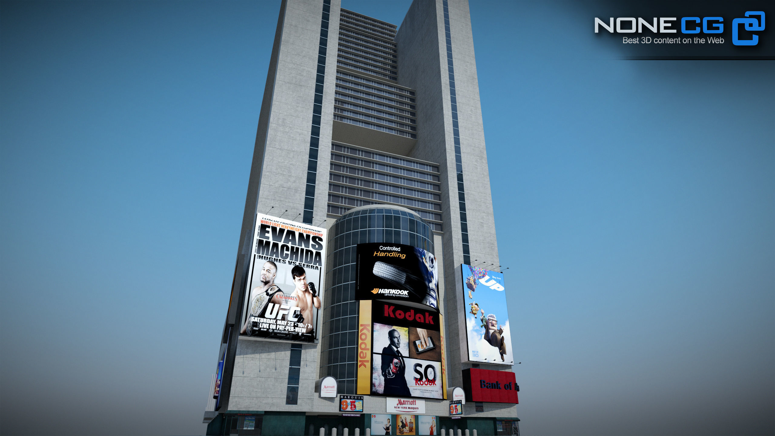 NYC Building Marriott Marquis Low-poly 3D model_28
