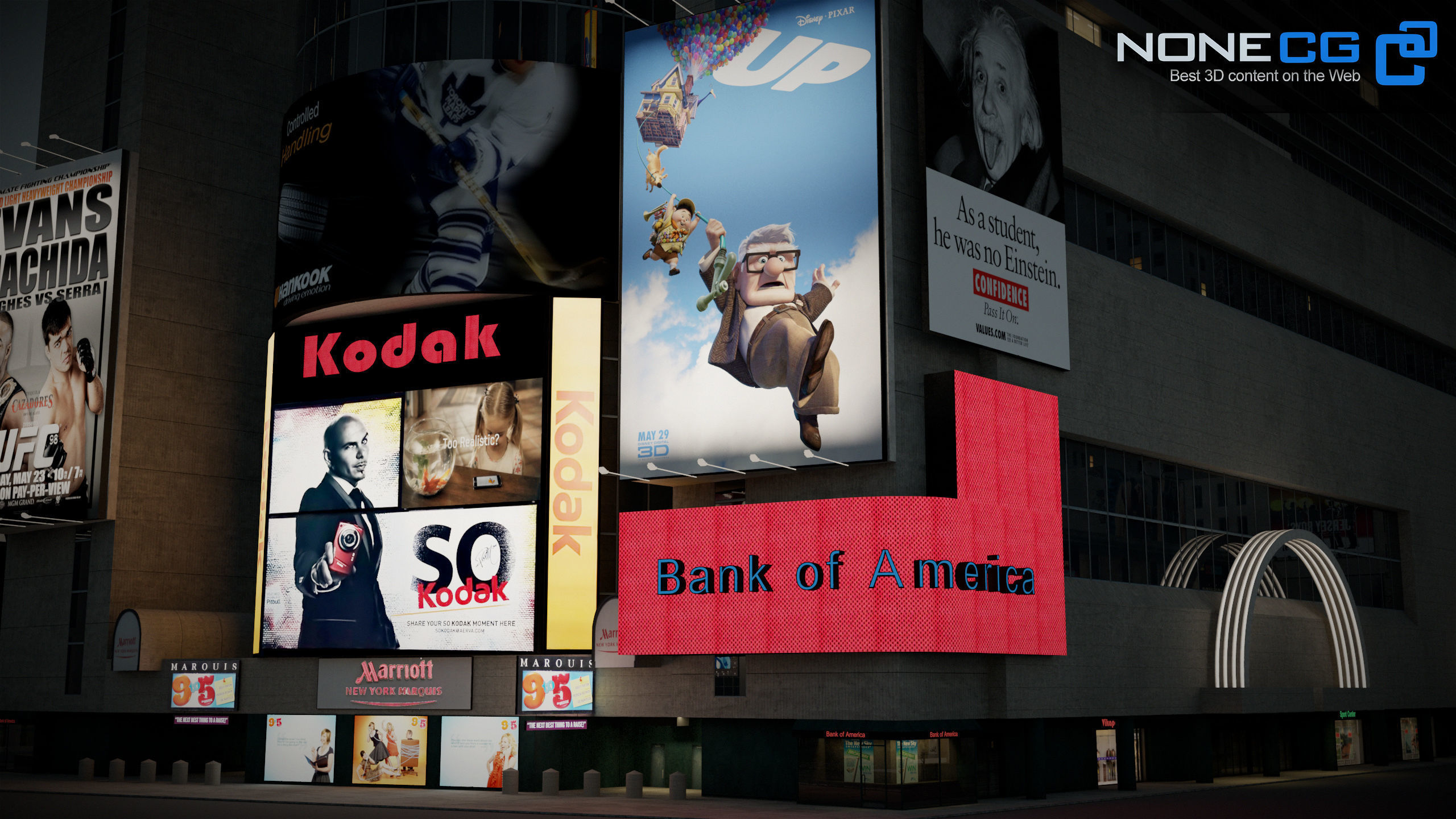 NYC Building Marriott Marquis Low-poly 3D model_2