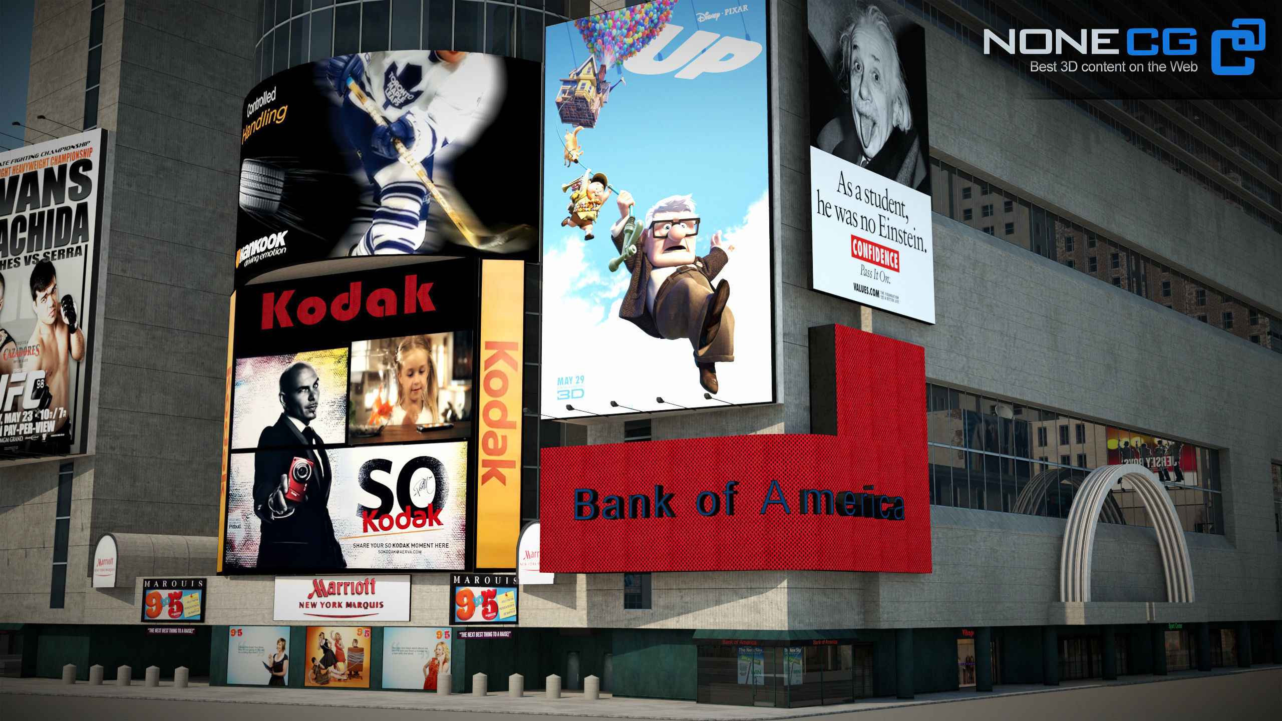 NYC Building Marriott Marquis Low-poly 3D model_1