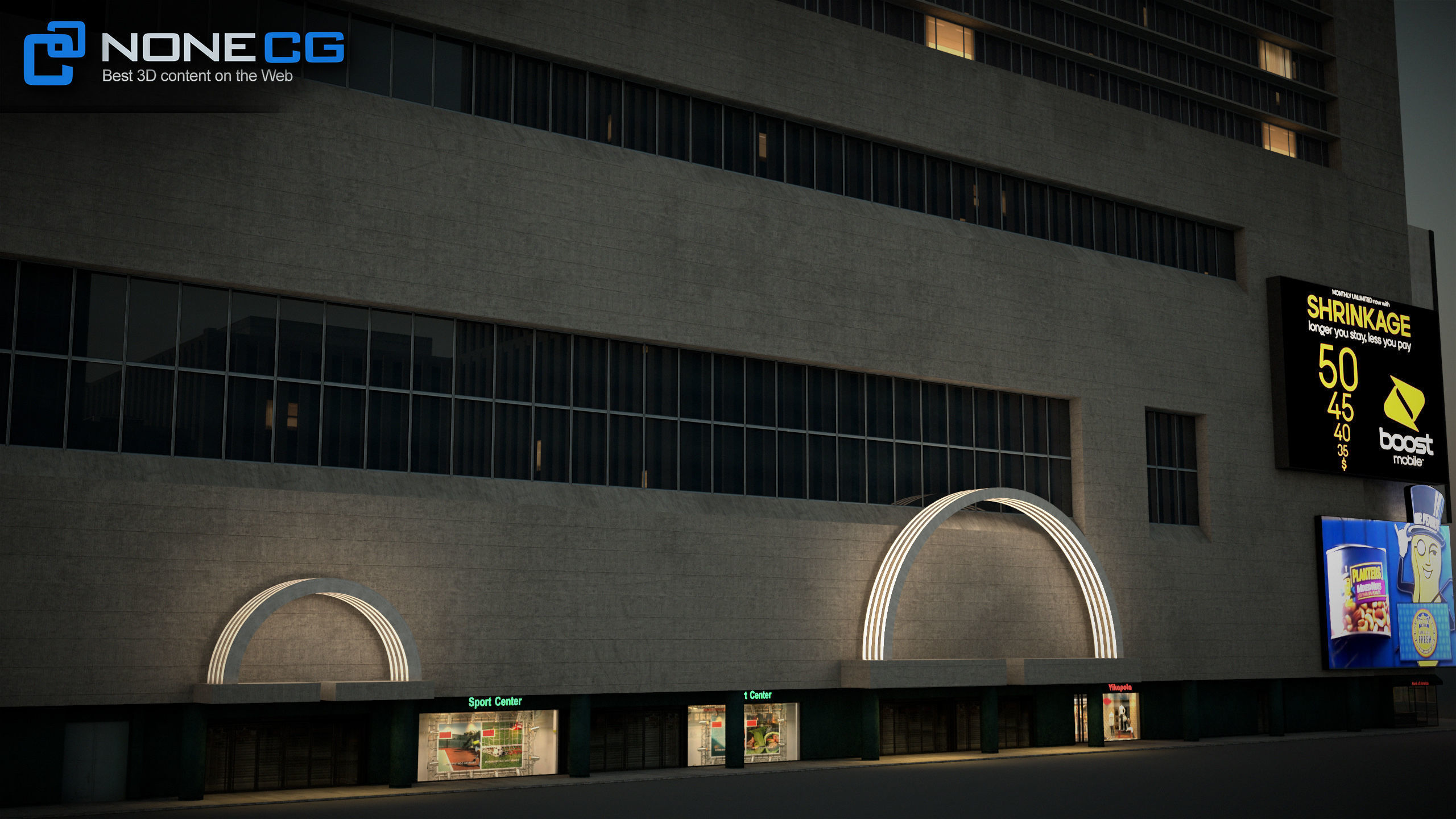 NYC Building Marriott Marquis Low-poly 3D model_9