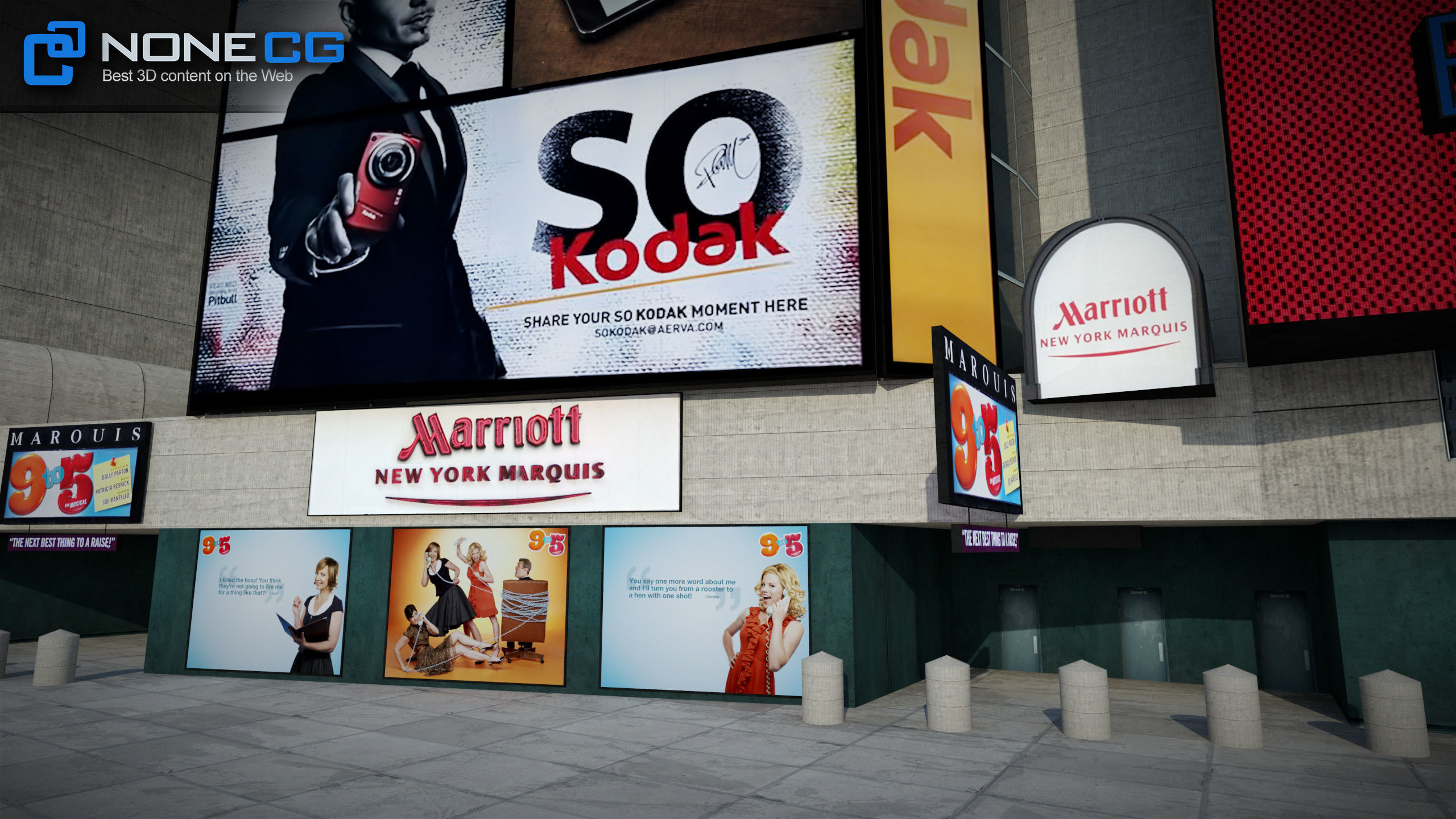 NYC Building Marriott Marquis Low-poly 3D model_26