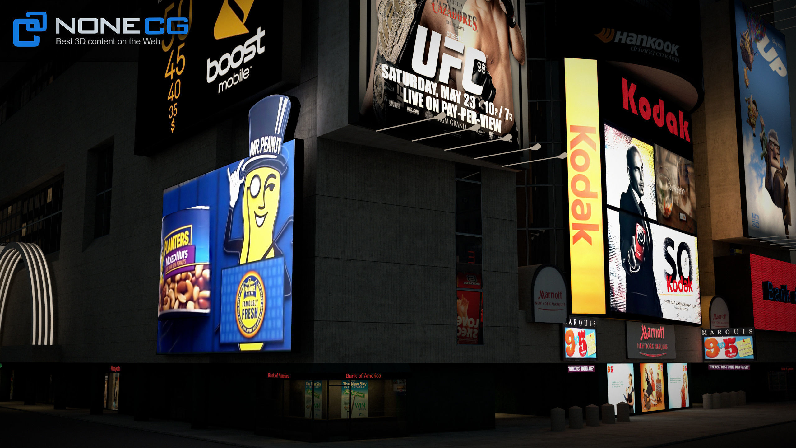 NYC Building Marriott Marquis Low-poly 3D model_21