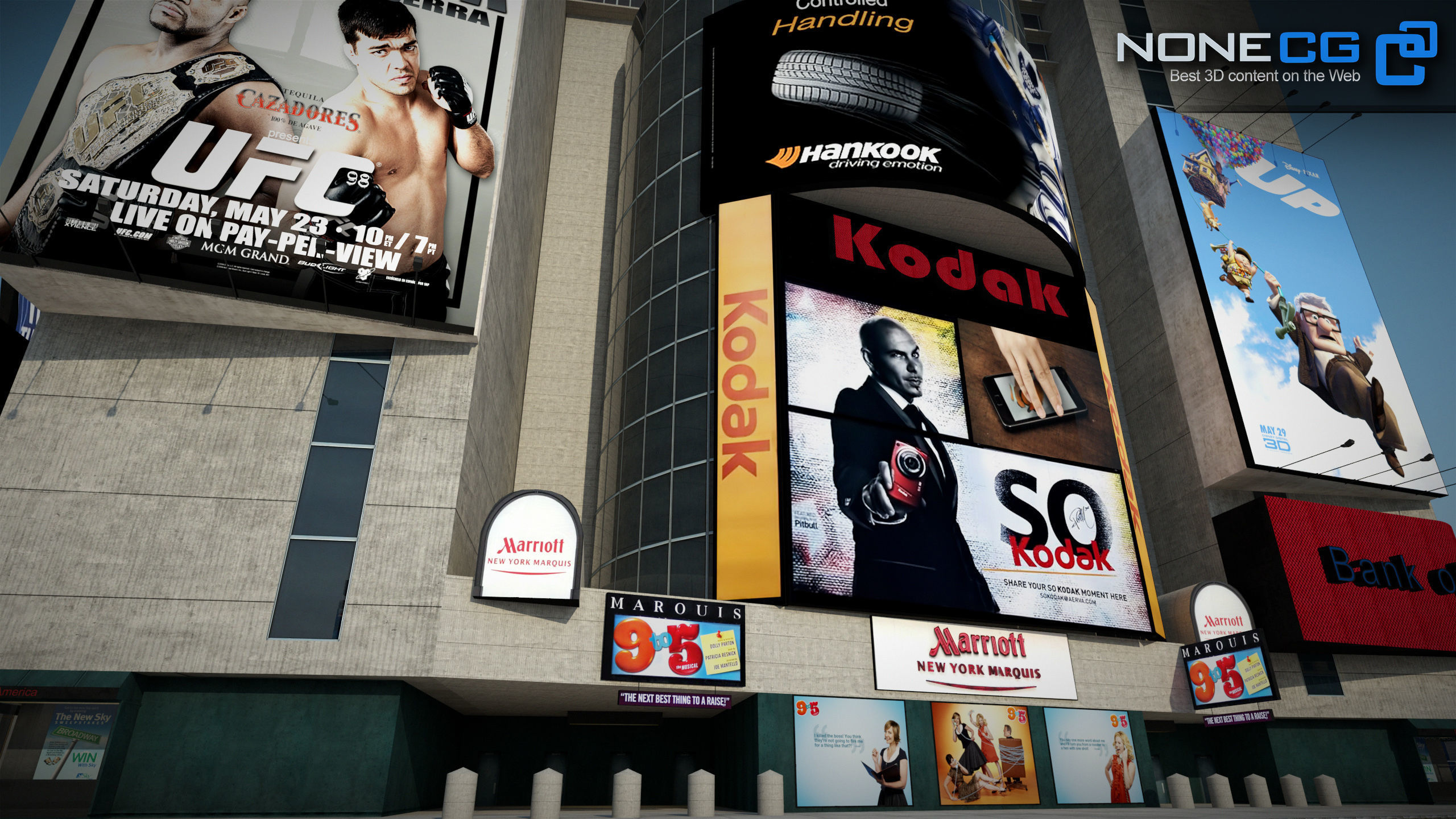 NYC Building Marriott Marquis Low-poly 3D model_24