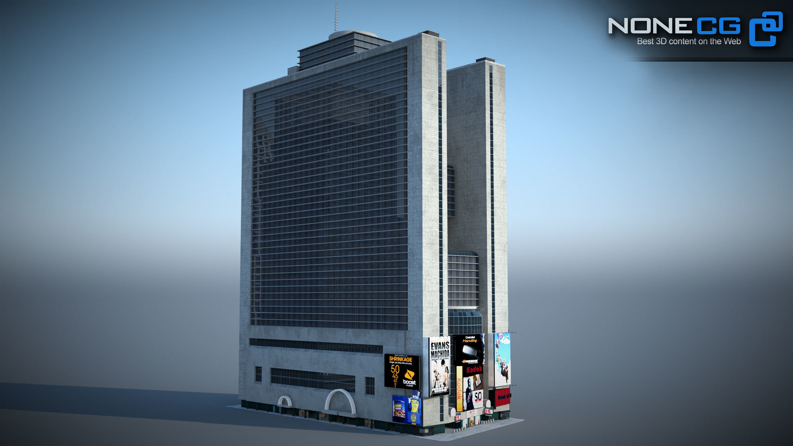 NYC Building Marriott Marquis Low-poly 3D model_13