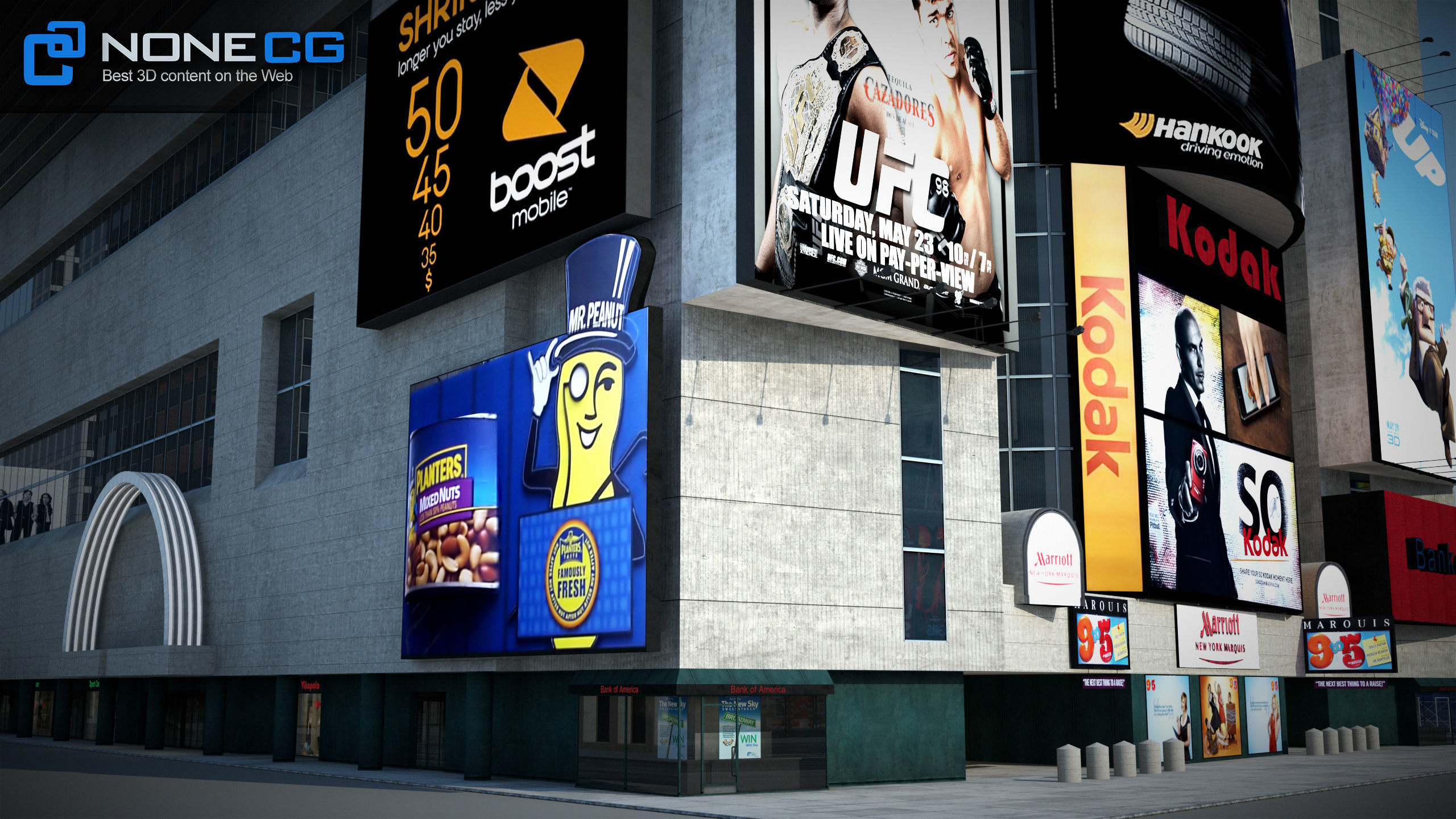 NYC Building Marriott Marquis Low-poly 3D model_4