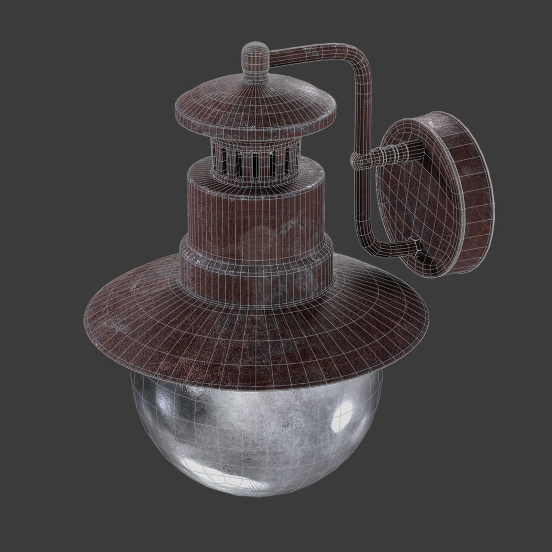 Old Rusty Street Lamp 3D model_1