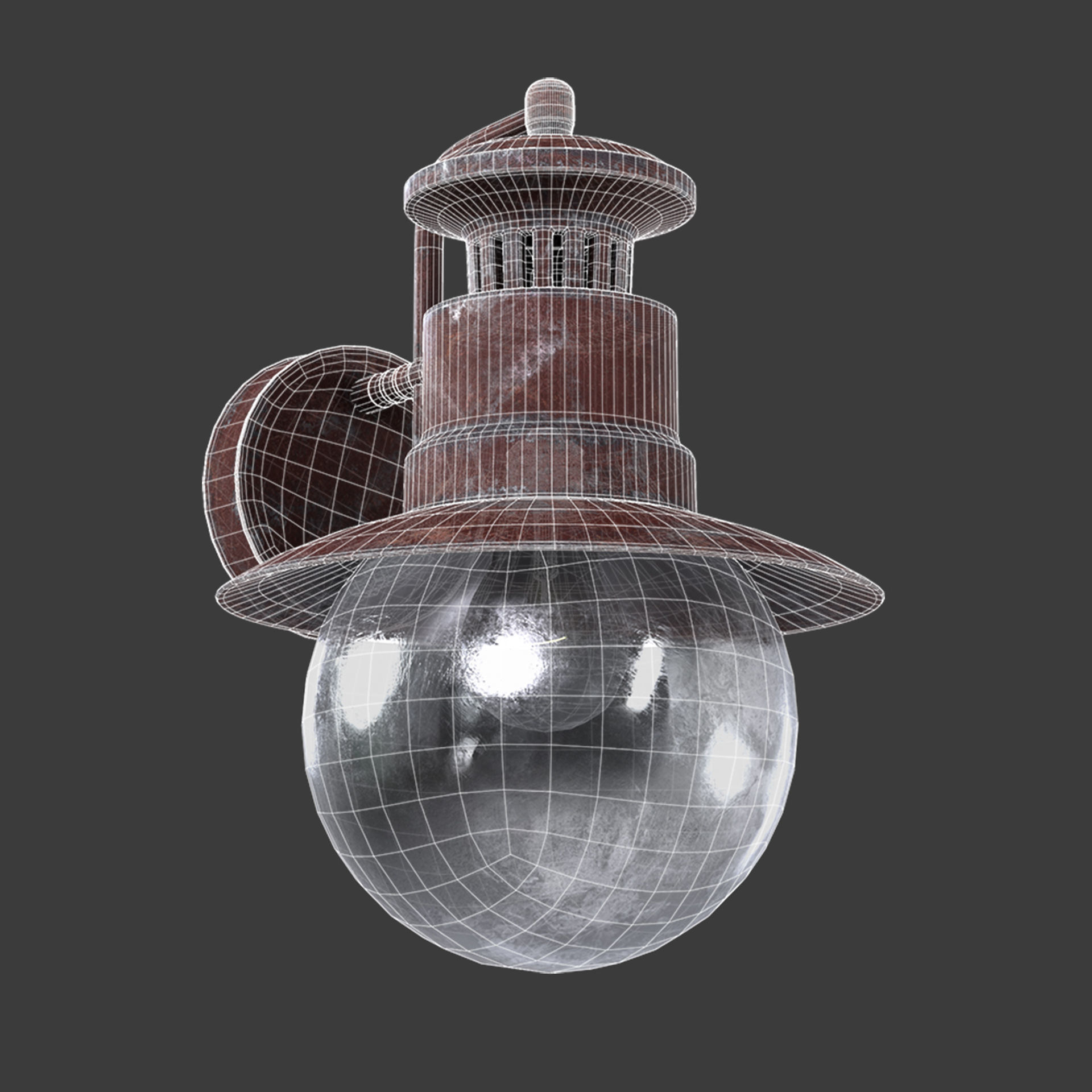 Old Rusty Street Lamp 3D model_3