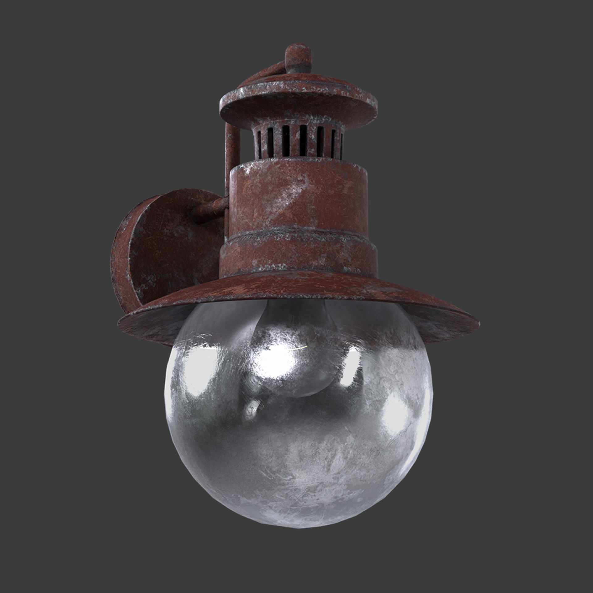 Old Rusty Street Lamp 3D model_2