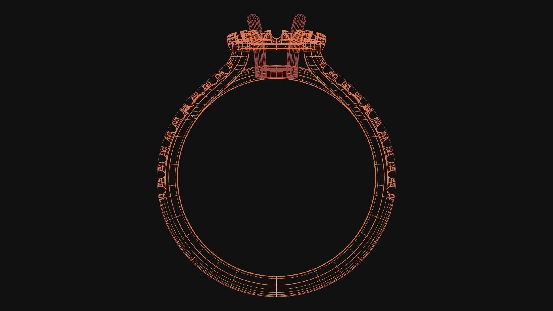 Cathedral Ring with Emerald cut stone in Halo 3D print model_3