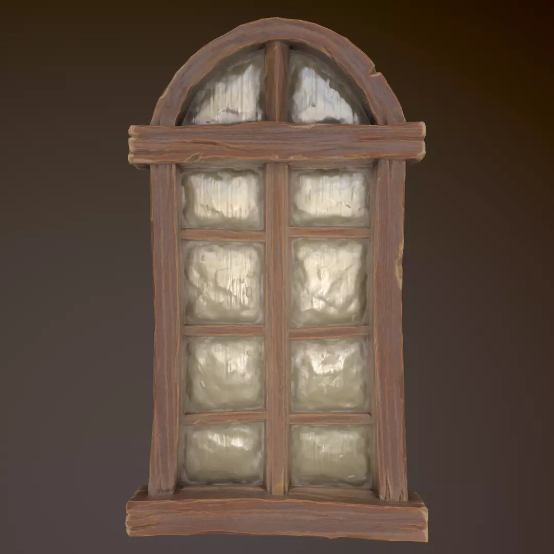 Stylised Window  Low-poly 3D model_0