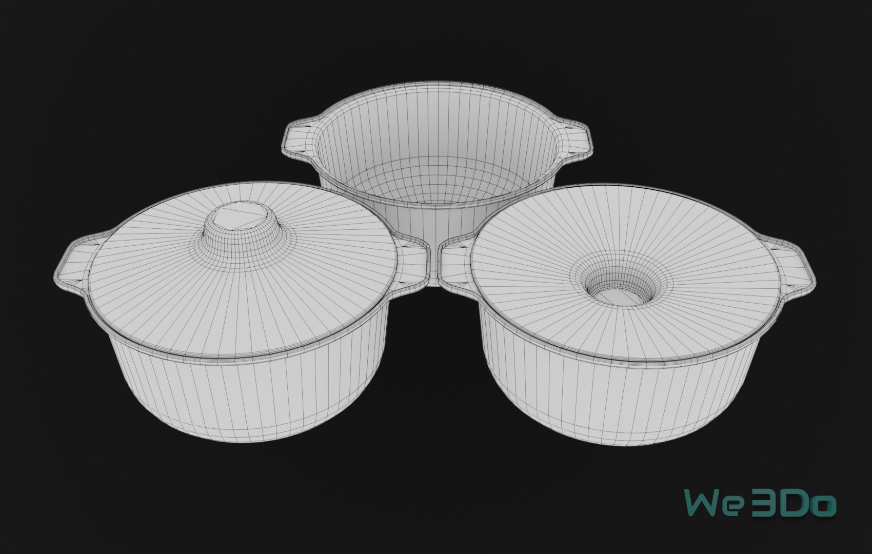 Pot Tableware Aluminum Foil Low-poly 3D model_31