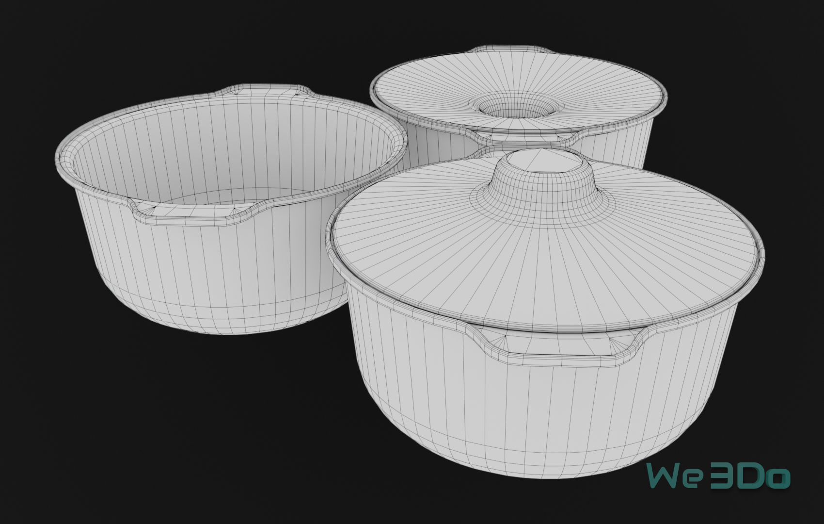 Pot Tableware Aluminum Foil Low-poly 3D model_28