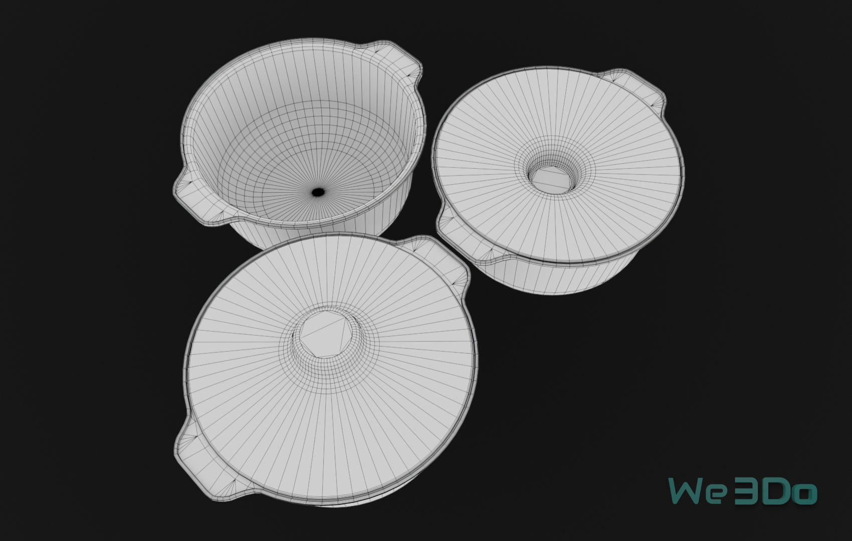 Pot Tableware Aluminum Foil Low-poly 3D model_26