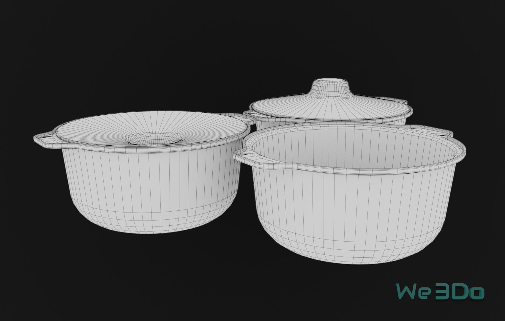 Pot Tableware Aluminum Foil Low-poly 3D model_27