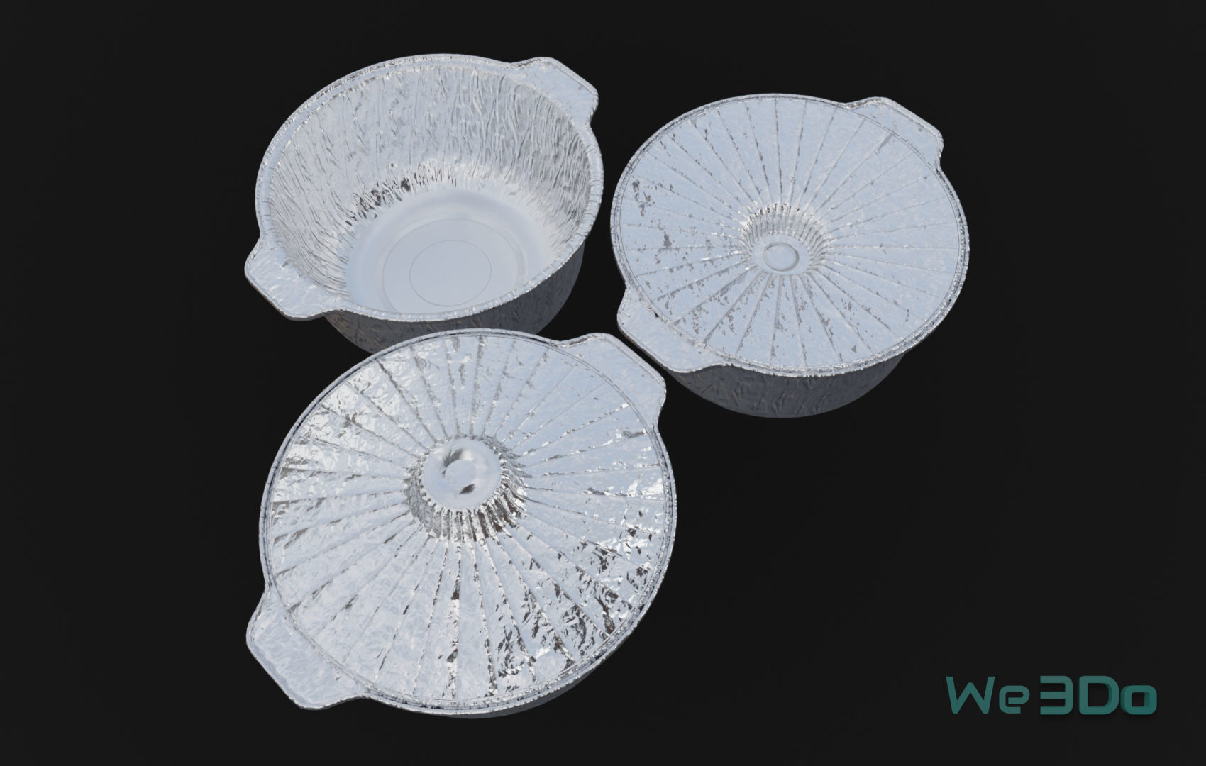 Pot Tableware Aluminum Foil Low-poly 3D model_4