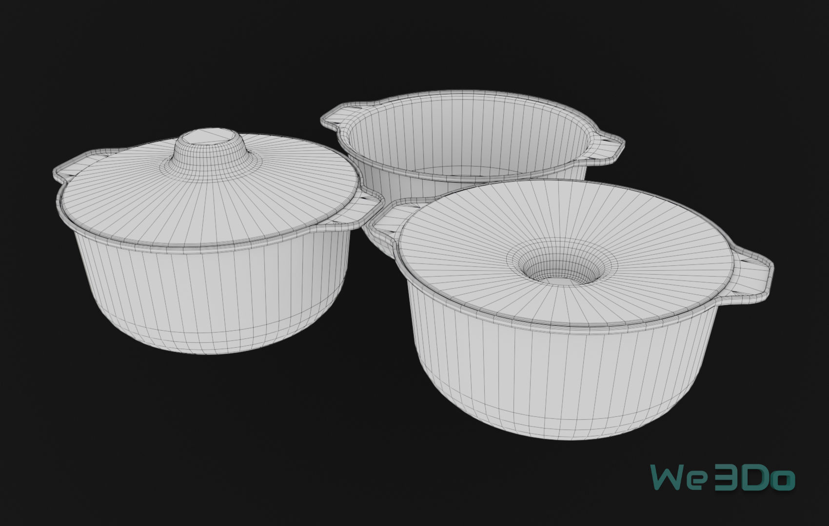 Pot Tableware Aluminum Foil Low-poly 3D model_24