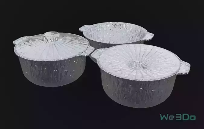 Pot Tableware Aluminum Foil Low-poly 3D model