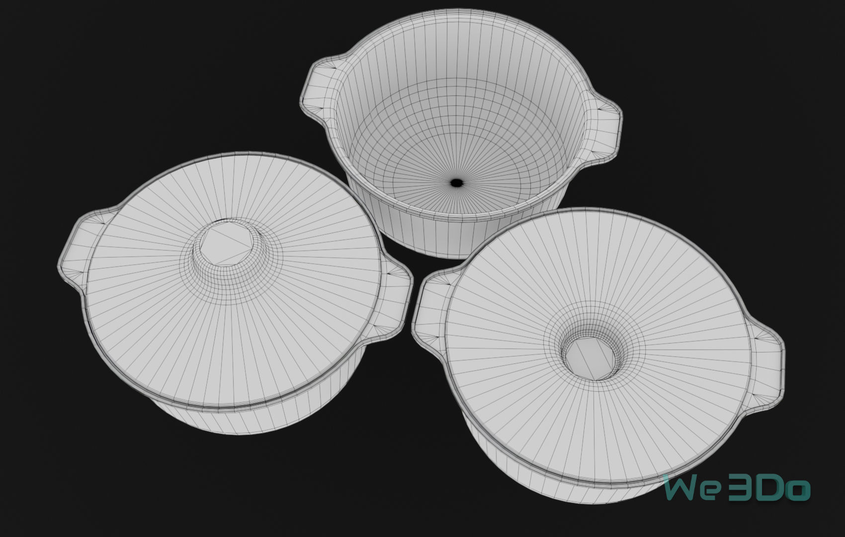 Pot Tableware Aluminum Foil Low-poly 3D model_30