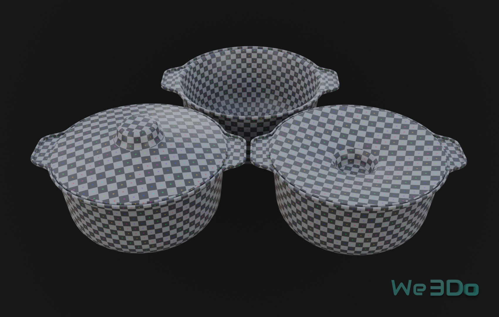 Pot Tableware Aluminum Foil Low-poly 3D model_23