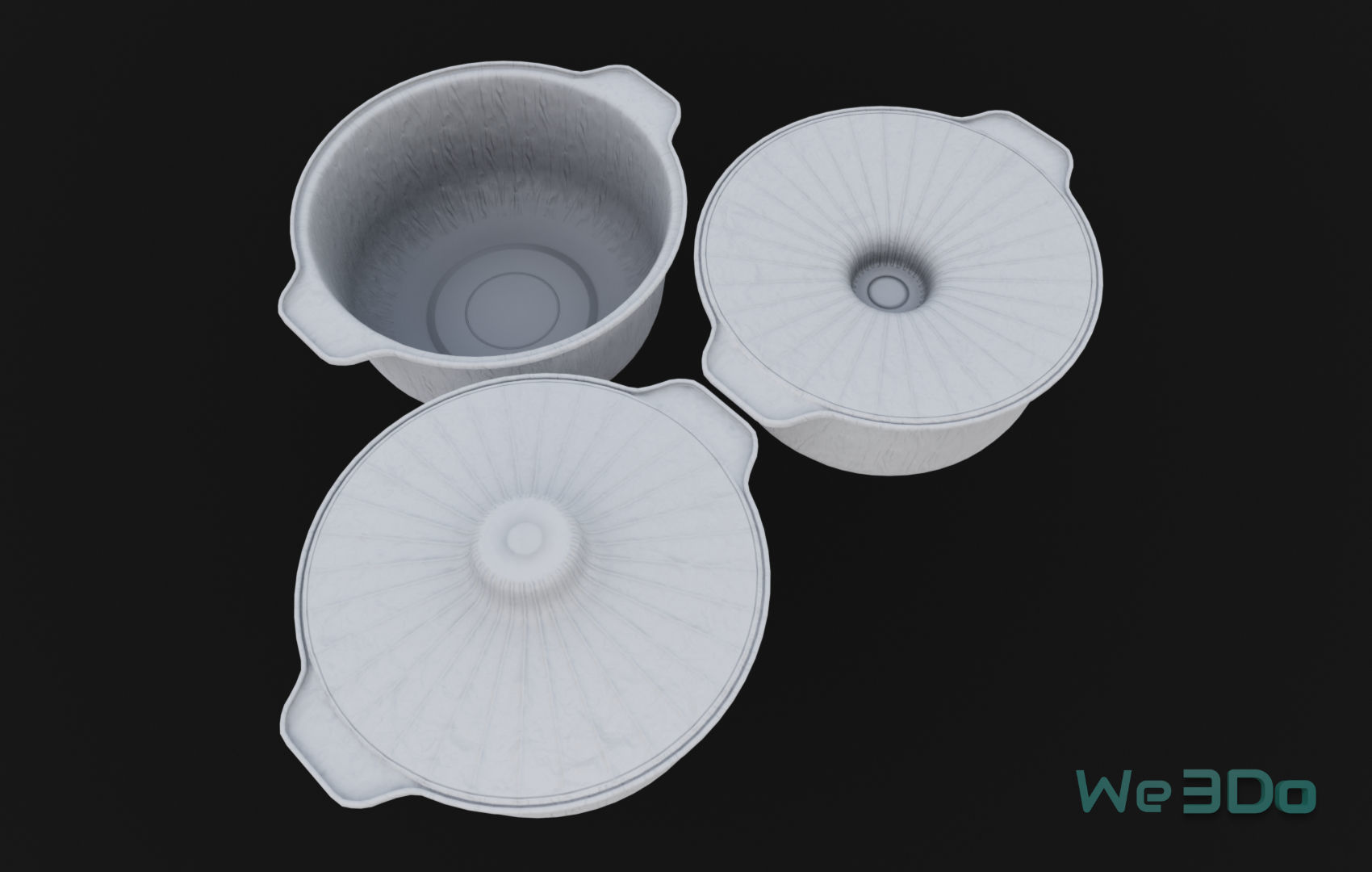 Pot Tableware Aluminum Foil Low-poly 3D model_10