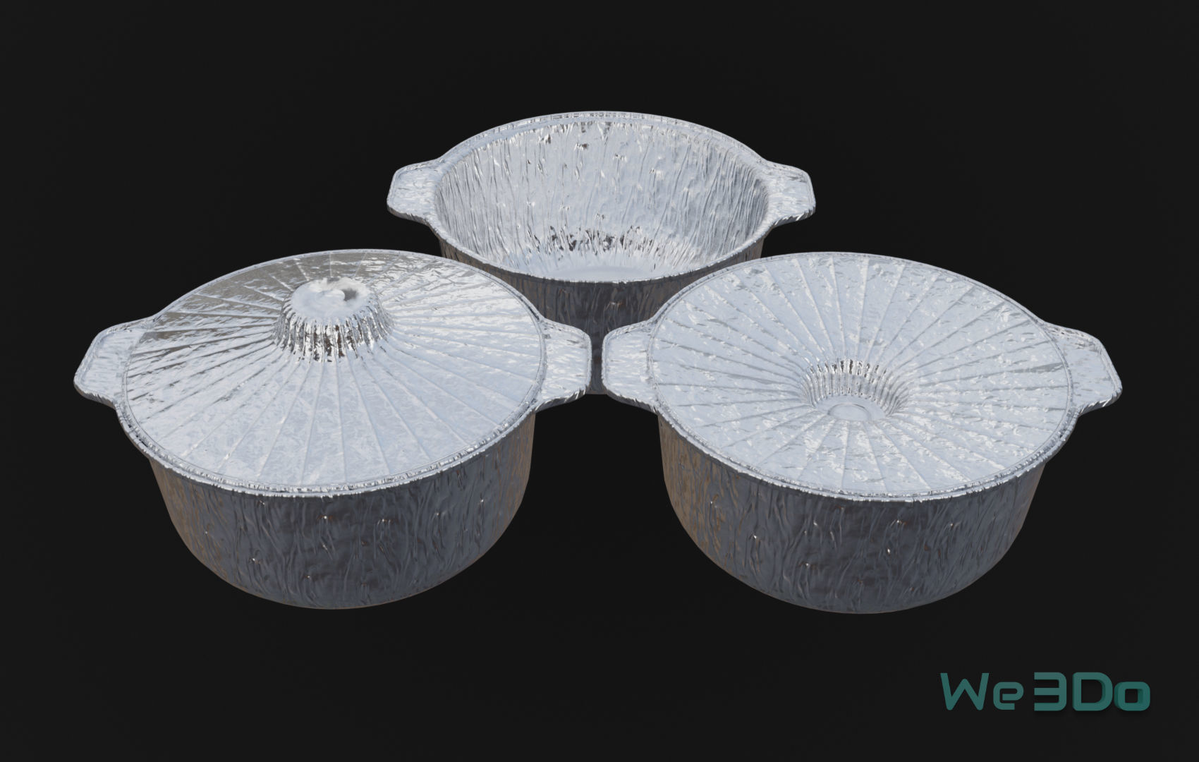 Pot Tableware Aluminum Foil Low-poly 3D model_1