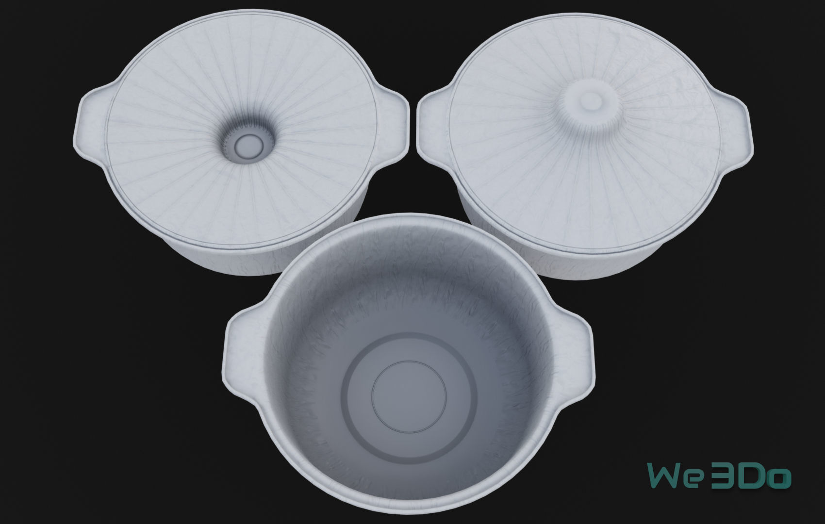 Pot Tableware Aluminum Foil Low-poly 3D model_13