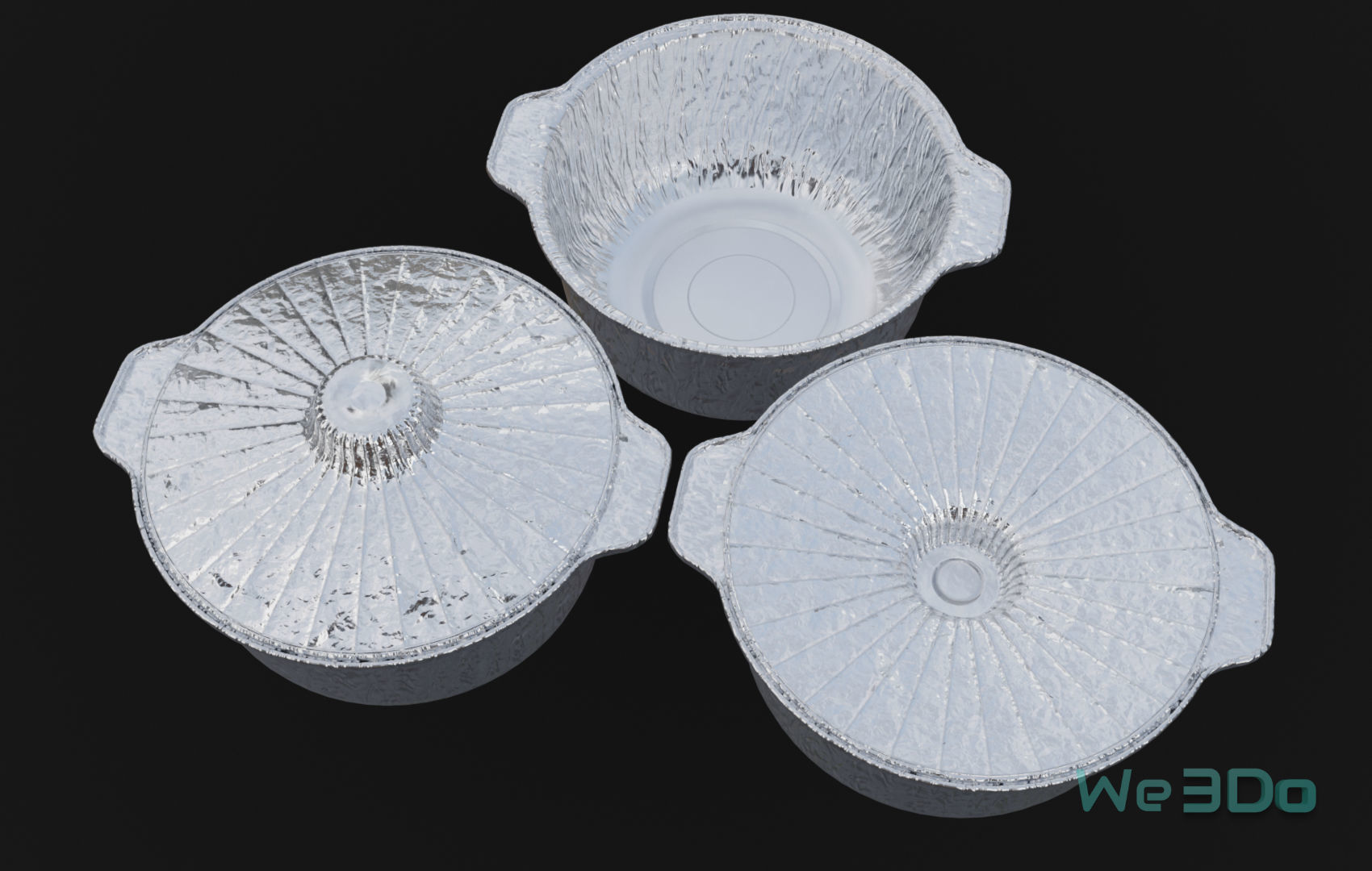 Pot Tableware Aluminum Foil Low-poly 3D model_7