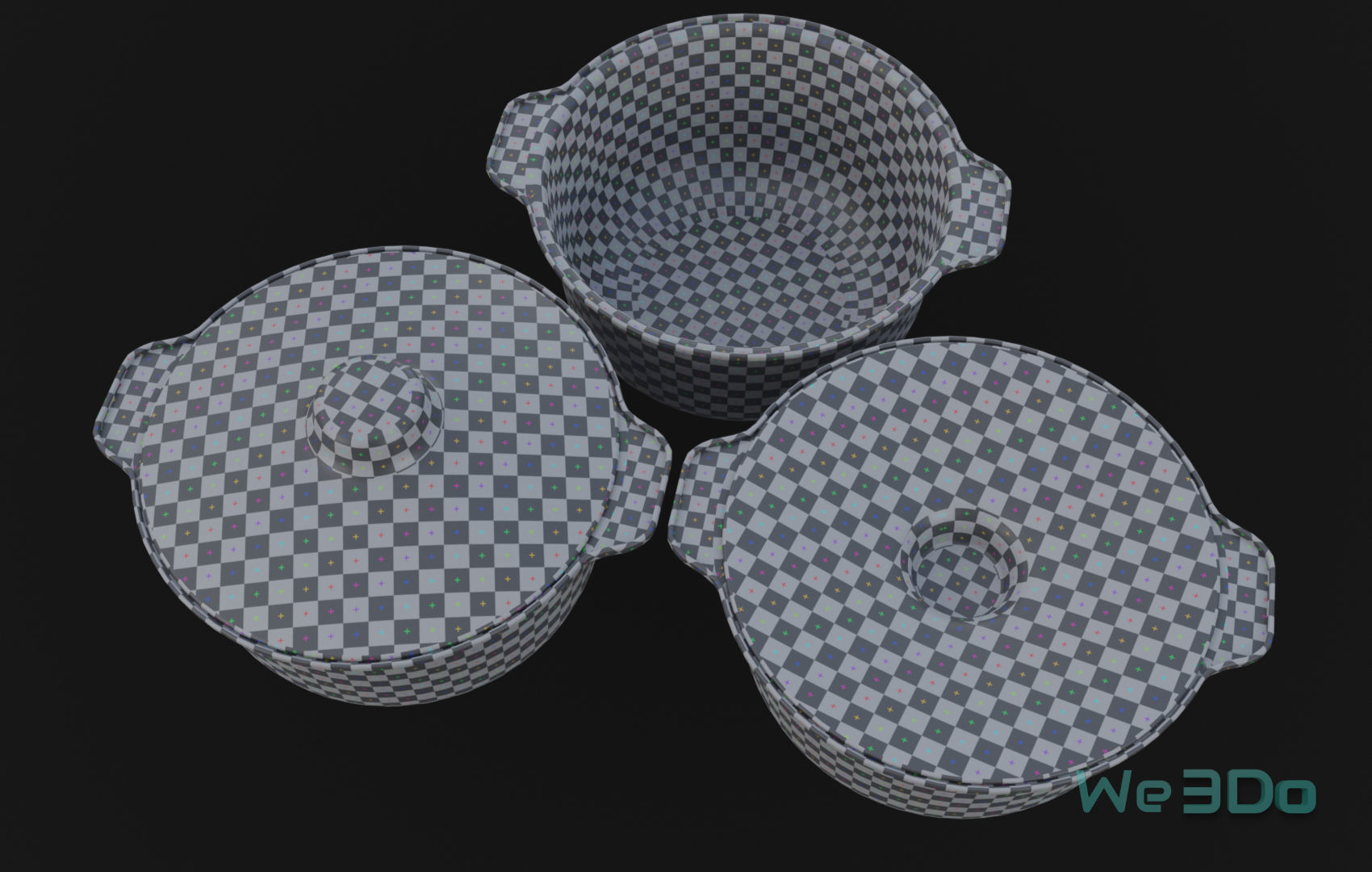 Pot Tableware Aluminum Foil Low-poly 3D model_22