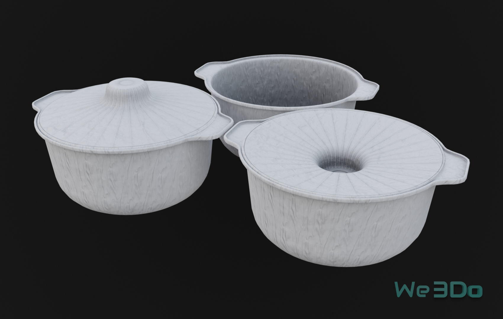 Pot Tableware Aluminum Foil Low-poly 3D model_8