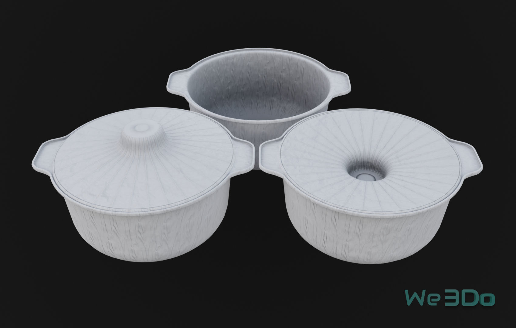 Pot Tableware Aluminum Foil Low-poly 3D model_15