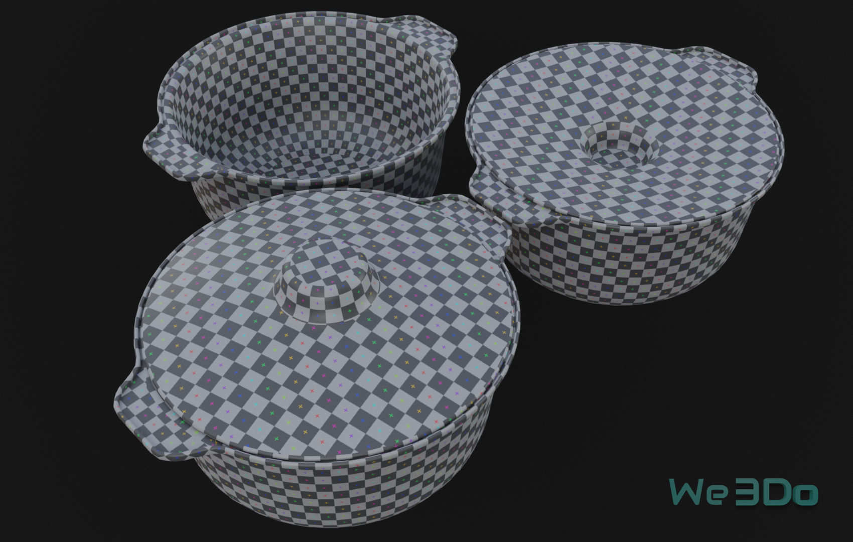 Pot Tableware Aluminum Foil Low-poly 3D model_17