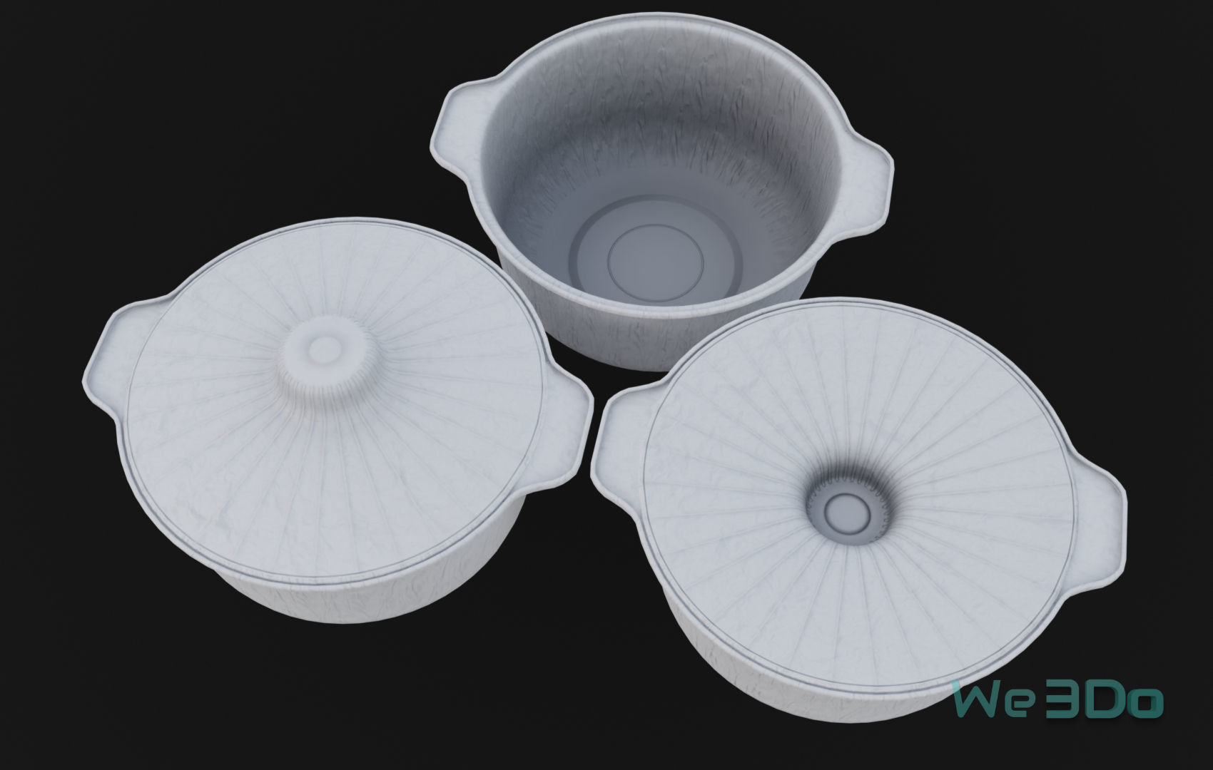 Pot Tableware Aluminum Foil Low-poly 3D model_14