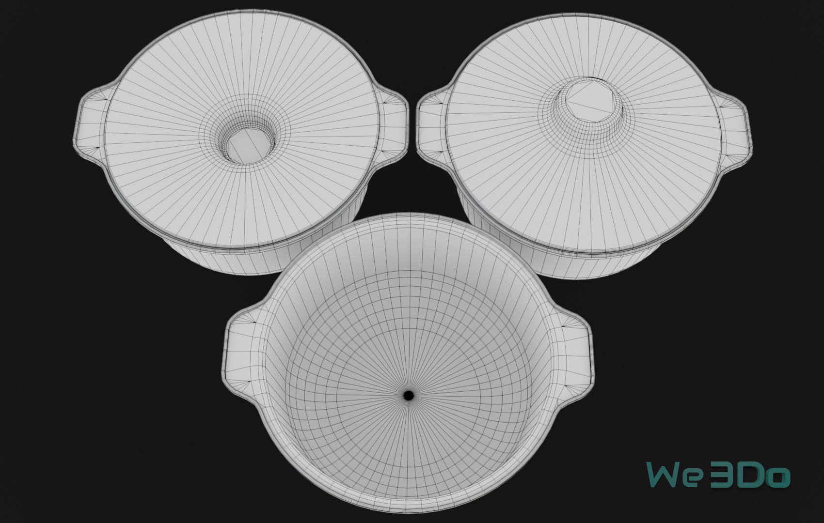 Pot Tableware Aluminum Foil Low-poly 3D model_29