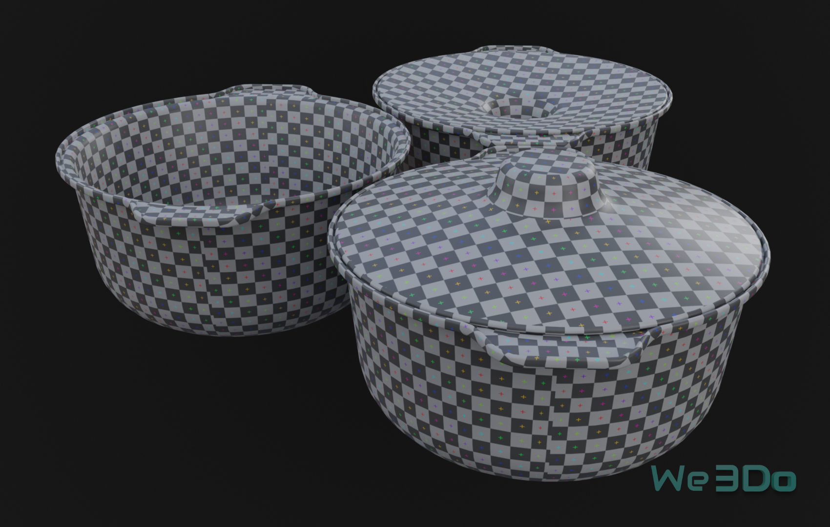 Pot Tableware Aluminum Foil Low-poly 3D model_20