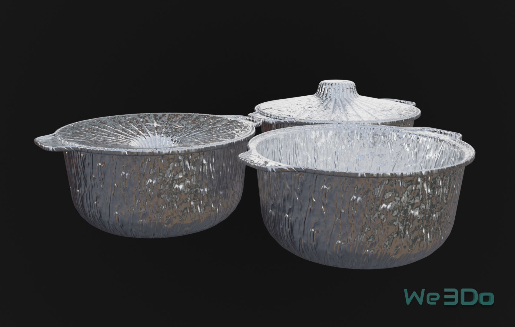 Pot Tableware Aluminum Foil Low-poly 3D model_2