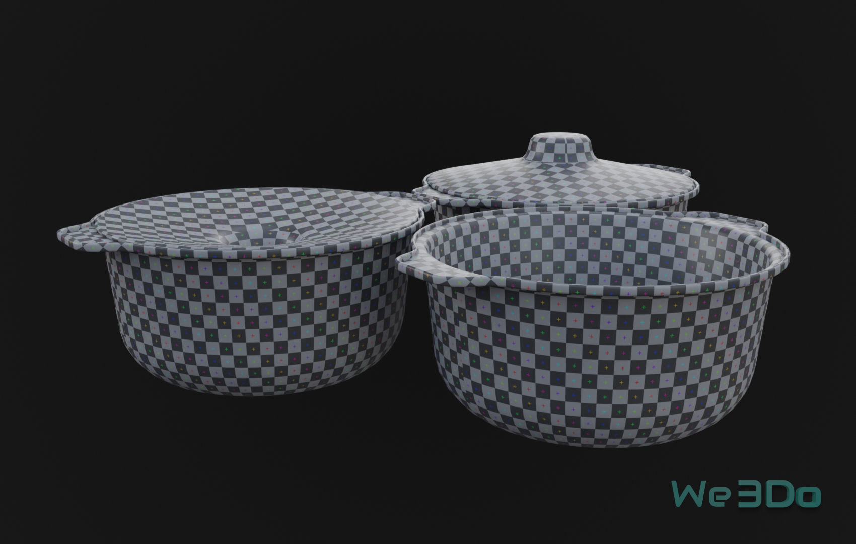 Pot Tableware Aluminum Foil Low-poly 3D model_19