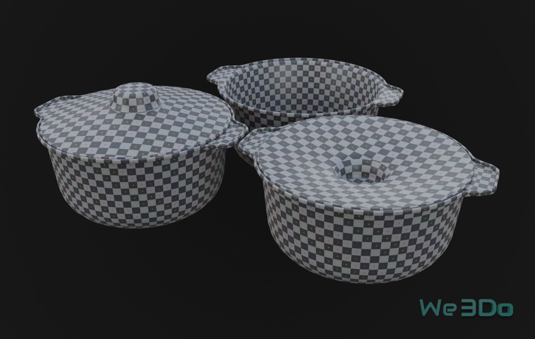 Pot Tableware Aluminum Foil Low-poly 3D model_16