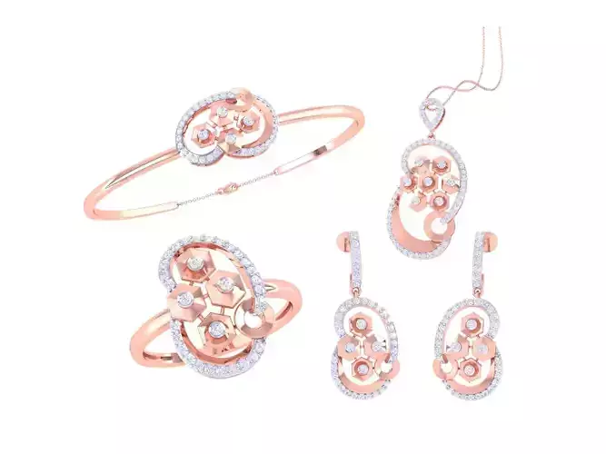 Ring Bangle Earring Pendant Set 3dm STL OBJ FBX Renders Details