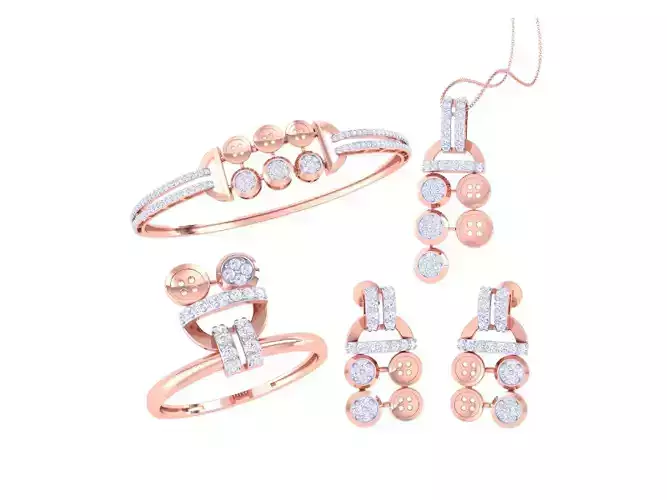 Ring Bangle Earring Pendant Set 3dm STL OBJ FBX Renders Details