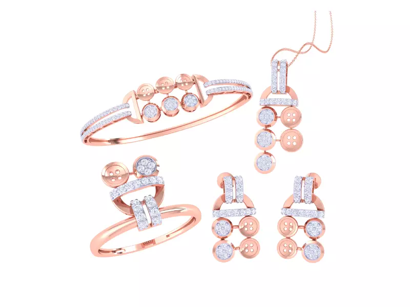 Ring Bangle Earring Pendant Set 3dm STL OBJ FBX Renders Details 3D print model_0