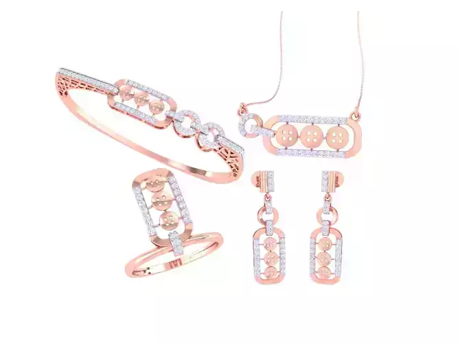 Ring Bangle Earring Pendant Set 3dm STL OBJ FBX Renders Details