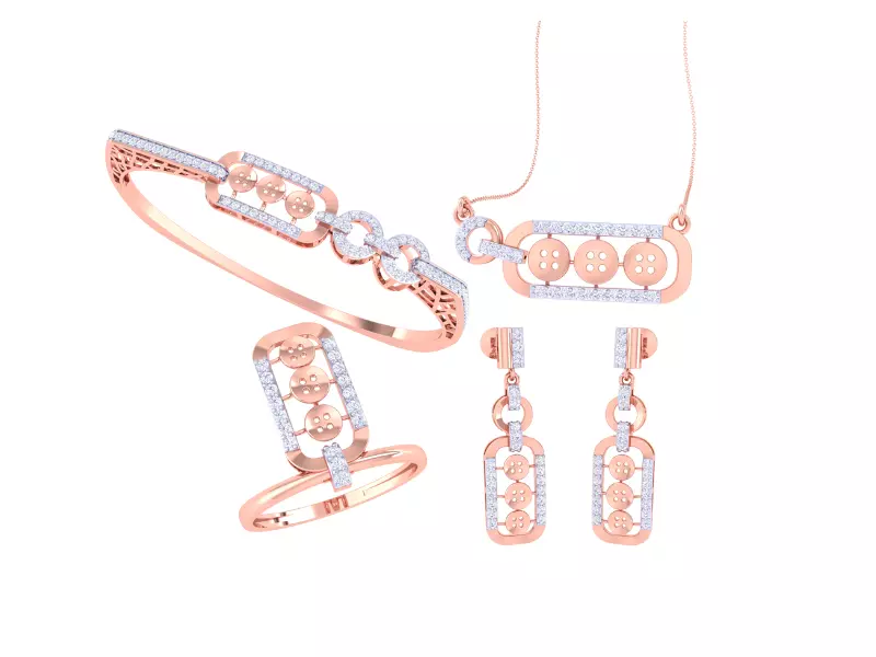 Ring Bangle Earring Pendant Set 3dm STL OBJ FBX Renders Details 3D print model