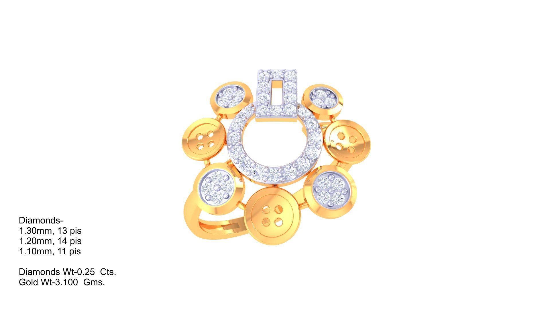 Ring Bangle Earring Pendant Set 3dm STL OBJ FBX Renders Details 3D print model_17