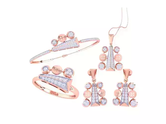 Ring Bangle Earring Pendant Set 3dm STL OBJ FBX Renders Details