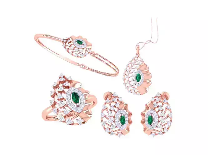 Ring Bangle Earring Pendant Set 3dm STL OBJ FBX Renders Details