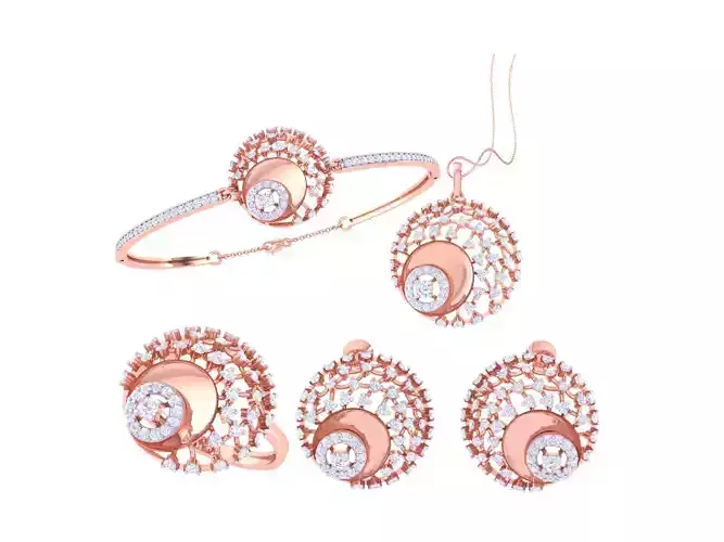 Ring Bangle Earring Pendant Set 3dm STL OBJ FBX Renders Details